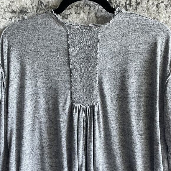 We the Free Linen Blend Boho Top Oversize XS Slouchy Keyhole V Neck Heather Knit - Picture 11 of 13